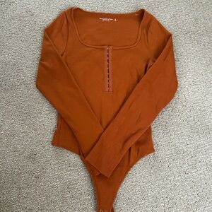 Abercrombie & Fitch Terracotta Long Sleeve Bodysuit